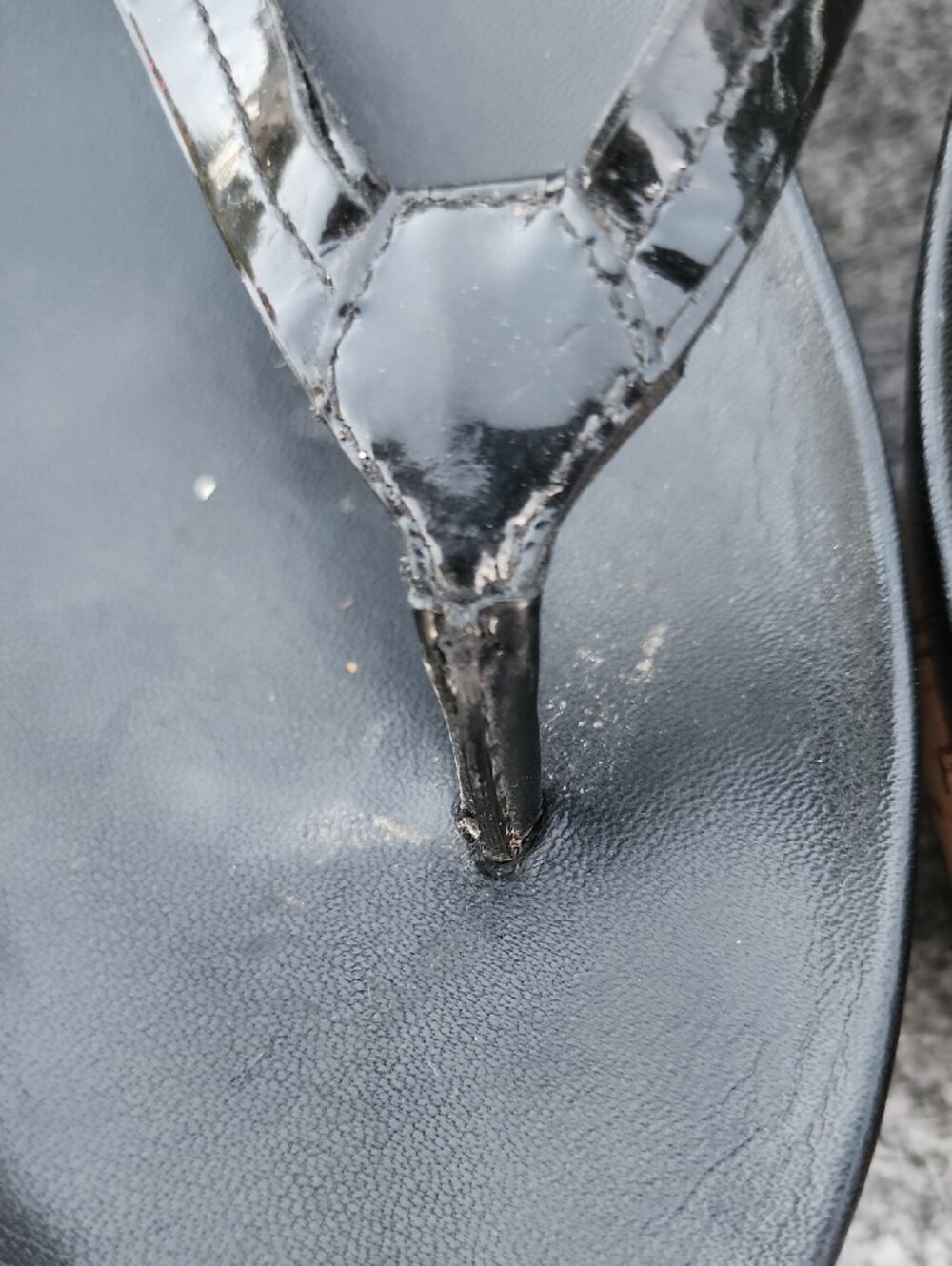 Prada Black Patent Leather Cork Wedge Thong Sandals - Picture 4 of 15